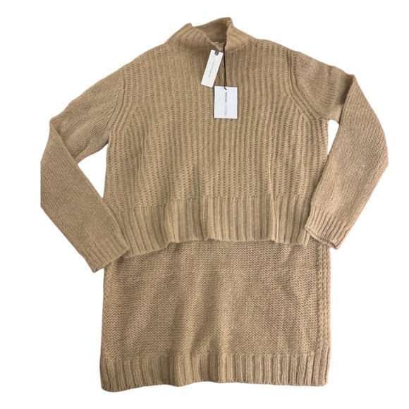 NWT Anthropologie Project Naadam Hi low Poncho Sweater in Carmel size small - Picture 1 of 11
